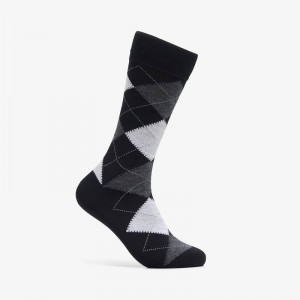 Black/White Clarks Mens Argyle Sock | CLKS-84185