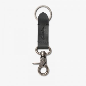 Black Clarks Oiled Leather Key Fob | CLKS-84142