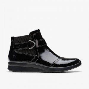 Black Crinkle Patent Clarks Ellowyn Strap | CLKS-85557