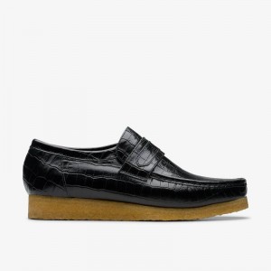 Black Crocodile Clarks Wallabee Loafer | CLKS-84506