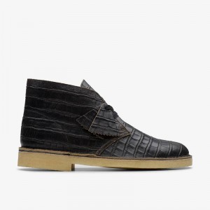 Black Crocodile Distress Clarks Desert Boot | CLKS-84594