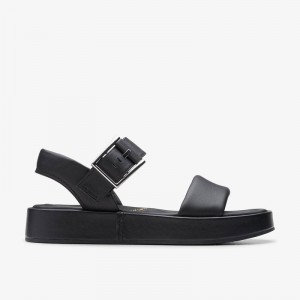 Black Leather Clarks ALDA STRAP | CLKS-84709