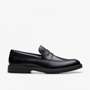 Black Leather Clarks Aldwin Step | CLKS-84402