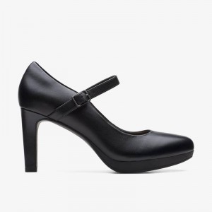 Black Leather Clarks Ambyr Shine | CLKS-85246