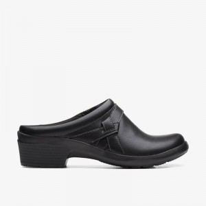 Black Leather Clarks Angie Mist | CLKS-84760