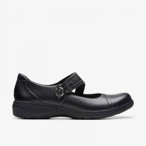 Black Leather Clarks Carleigh Jane | CLKS-84786