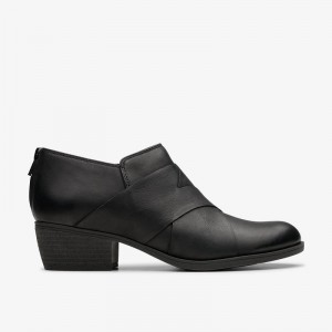 Black Leather Clarks Charlten Gema | CLKS-85592