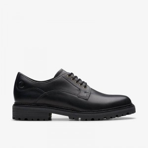 Black Leather Clarks Clarkridge Lo | CLKS-84422