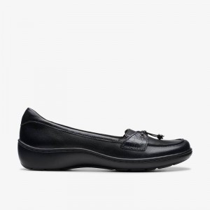 Black Leather Clarks Cora Haley | CLKS-85286