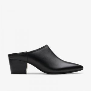 Black Leather Clarks Ellanie Pace | CLKS-85249