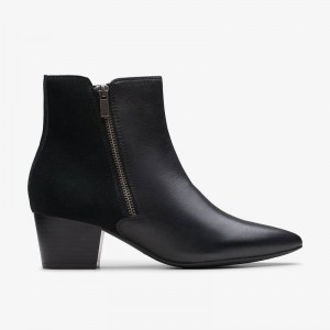 Black Leather Clarks Ellanie Vibe | CLKS-85463