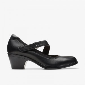 Black Leather Clarks Emily 2 Mabel | CLKS-85206