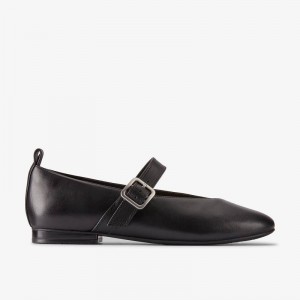 Black Leather Clarks Fawna Bar | CLKS-85294