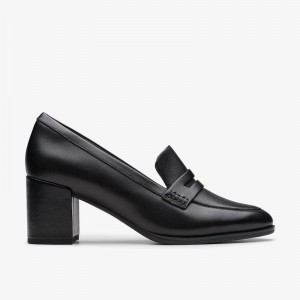 Black Leather Clarks Freva55 Edge | CLKS-85433