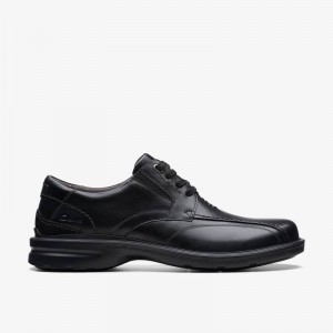 Black Leather Clarks Gessler Lace | CLKS-84458