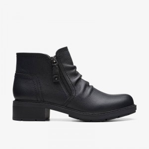 Black Leather Clarks Hearth Dove | CLKS-85523