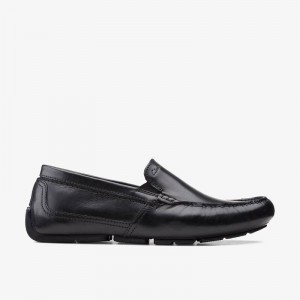 Black Leather Clarks Markman Plain | CLKS-84358