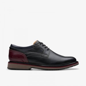 Black Leather Clarks Monahan Plain | CLKS-84321