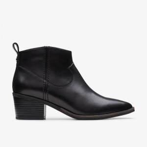 Black Leather Clarks Morzine Sky | CLKS-85560