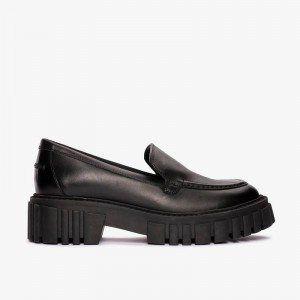 Black Leather Clarks Page Loafer | CLKS-85410