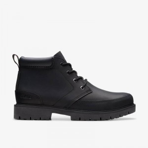 Black Leather Clarks Rossdale Mid | CLKS-84552