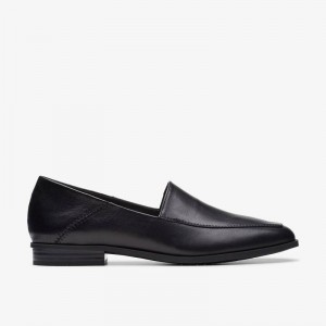 Black Leather Clarks Sarafyna Freva | CLKS-84992