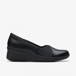 Black Leather Clarks Suttyn Walk | CLKS-84723