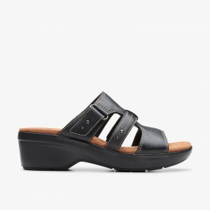 Black Leather Clarks Tuleah Jane | CLKS-84901