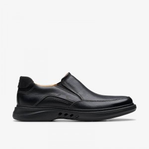 Black Leather Clarks Un Briley Step | CLKS-84311