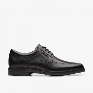 Black Leather Clarks Un Kendric Way | CLKS-84432