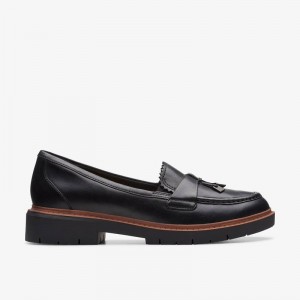 Black Leather Clarks Westlynn Bella | CLKS-85362