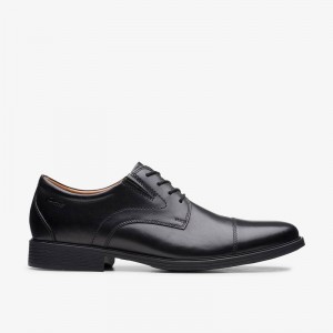 Black Leather Clarks Whiddon Cap | CLKS-84406