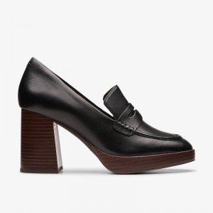 Black Leather Clarks Zoya 85 Walk | CLKS-85253