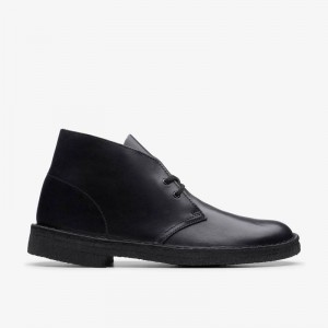 Black Polished Clarks Desert Boot | CLKS-84570