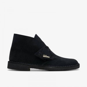 Black Suede Clarks Desert Boot | CLKS-84470