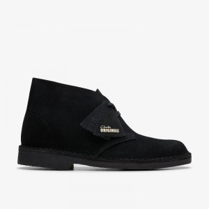 Black Suede Clarks Desert Boot | CLKS-85550