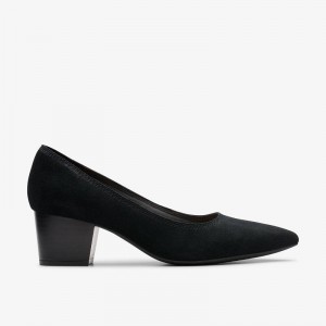 Black Suede Clarks Ellanie Hope | CLKS-85037