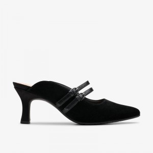 Black Suede Clarks Kataleyna Eve | CLKS-85212