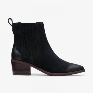 Black Suede Clarks Morzine Top | CLKS-85521