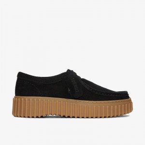 Black Suede Clarks Torhill Bee | CLKS-84699