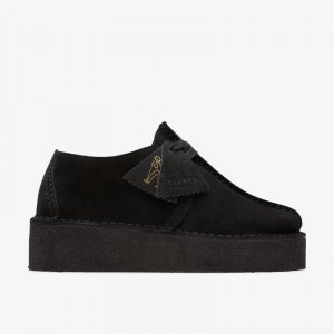 Black Suede Clarks Trek Wedge | CLKS-84679