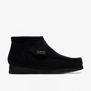 Black Suede Clarks Wallabee Boot | CLKS-84614