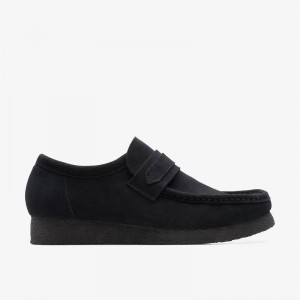 Black Suede Clarks Wallabee Loafer | CLKS-84505