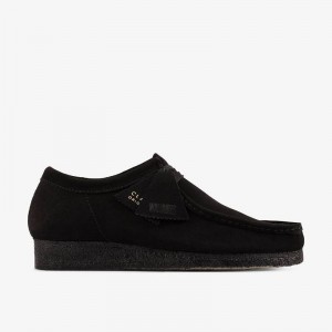 Black Suede Clarks Wallabee | CLKS-84493