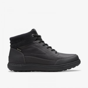 Black Warmlined Leather Clarks Mapstone Hi Gore-Tex | CLKS-84550