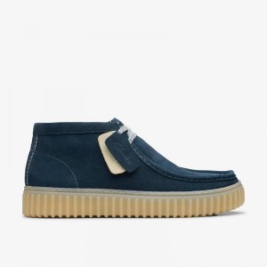 Blue Suede Clarks Torhill Hi | CLKS-84586