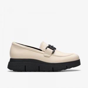 Cream Leather Clarks Loriini Izzy | CLKS-85407