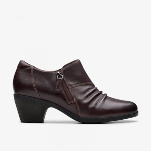 Dark Brown Leather Clarks Emily 2 Braley | CLKS-85243