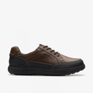 Dark Brown Leather Clarks Mapstone Lo Gore-Tex | CLKS-84353