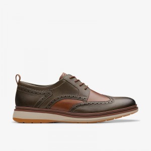 Dark Olive Combination Clarks Chantry Wing | CLKS-84397